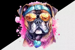 Watercolor cute cool glamour dog funny superstar animal sunglasses print 20 oz tumbler skinny mug wrap clipart t-shirt sublimation printable design