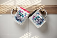 Watercolor cute cool glamour dog funny superstar animal sunglasses print 20 oz tumbler skinny mug wrap clipart t-shirt sublimation printable design