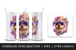 Watercolor cute cool glamour dog funny superstar animal sunglasses print 20 oz tumbler skinny mug wrap clipart t-shirt sublimation printable design