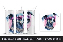 Watercolor cute cool glamour dog funny superstar animal sunglasses print 20 oz tumbler skinny mug wrap clipart t-shirt sublimation printable design