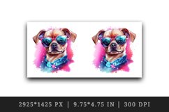 Watercolor cute cool glamour dog funny superstar animal sunglasses print 20 oz tumbler skinny mug wrap clipart t-shirt sublimation printable design