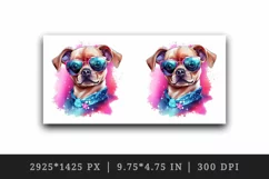 Watercolor cute cool glamour dog funny superstar animal sunglasses print 20 oz tumbler skinny mug wrap clipart t-shirt sublimation printable design