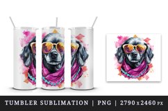 Watercolor cute cool glamour dog funny superstar animal sunglasses print 20 oz tumbler skinny mug wrap clipart t-shirt sublimation printable design