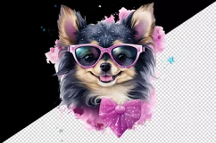 Watercolor cute cool glamour dog funny superstar animal sunglasses print 20 oz tumbler skinny mug wrap clipart t-shirt sublimation printable design