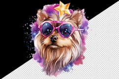 Watercolor cute cool glamour dog funny superstar animal sunglasses print 20 oz tumbler skinny mug wrap clipart t-shirt sublimation printable design