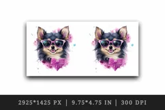 Watercolor cute cool glamour dog funny superstar animal sunglasses print 20 oz tumbler skinny mug wrap clipart t-shirt sublimation printable design