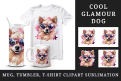 Watercolor cute cool glamour dog funny superstar animal sunglasses print 20 oz tumbler skinny mug wrap clipart t-shirt sublimation printable design