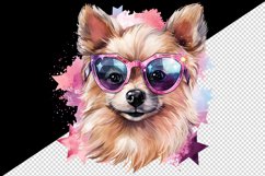 Watercolor cute cool glamour dog funny superstar animal sunglasses print 20 oz tumbler skinny mug wrap clipart t-shirt sublimation printable design