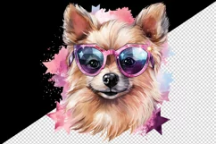 Watercolor cute cool glamour dog funny superstar animal sunglasses print 20 oz tumbler skinny mug wrap clipart t-shirt sublimation printable design
