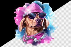 Watercolor cute cool glamour dog funny superstar animal sunglasses print 20 oz tumbler skinny mug wrap clipart t-shirt sublimation printable design