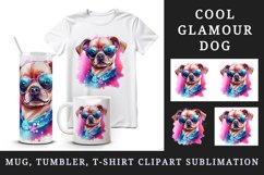 Watercolor cute cool glamour dog funny superstar animal sunglasses print 20 oz tumbler skinny mug wrap clipart t-shirt sublimation printable design
