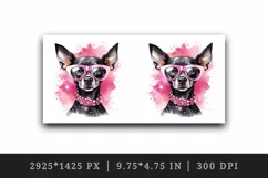Watercolor cute cool glamour dog funny superstar animal sunglasses print 20 oz tumbler skinny mug wrap clipart t-shirt sublimation printable design