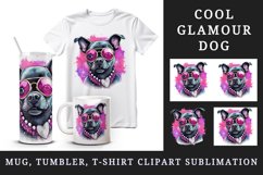 Watercolor cute cool glamour dog funny superstar animal sunglasses print 20 oz tumbler skinny mug wrap clipart t-shirt sublimation printable design