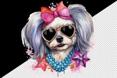 Watercolor cute cool glamour dog funny superstar animal sunglasses print 20 oz tumbler skinny mug wrap clipart t-shirt sublimation printable design