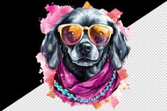 Watercolor cute cool glamour dog funny superstar animal sunglasses print 20 oz tumbler skinny mug wrap clipart t-shirt sublimation printable design