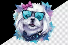 Watercolor cute cool glamour dog funny superstar animal sunglasses print 20 oz tumbler skinny mug wrap clipart t-shirt sublimation printable design