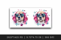 Watercolor cute cool glamour dog funny superstar animal sunglasses print 20 oz tumbler skinny mug wrap clipart t-shirt sublimation printable design