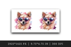 Watercolor cute cool glamour dog funny superstar animal sunglasses print 20 oz tumbler skinny mug wrap clipart t-shirt sublimation printable design