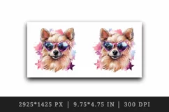 Watercolor cute cool glamour dog funny superstar animal sunglasses print 20 oz tumbler skinny mug wrap clipart t-shirt sublimation printable design