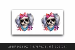 Watercolor cute cool glamour dog funny superstar animal sunglasses print 20 oz tumbler skinny mug wrap clipart t-shirt sublimation printable design