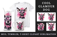 Watercolor cute cool glamour dog funny superstar animal sunglasses print 20 oz tumbler skinny mug wrap clipart t-shirt sublimation printable design