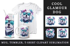 Watercolor cute cool glamour dog funny superstar animal sunglasses print 20 oz tumbler skinny mug wrap clipart t-shirt sublimation printable design