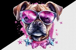 Watercolor cute cool glamour dog superstar animal sunglasses stars print 20 oz tumbler skinny mug wrap clipart t-shirt sublimation printable design
