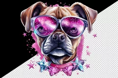 Watercolor cute cool glamour dog superstar animal sunglasses stars print 20 oz tumbler skinny mug wrap clipart t-shirt sublimation printable design