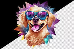 Watercolor cute cool glamour dog superstar animal sunglasses stars print 20 oz tumbler skinny mug wrap clipart t-shirt sublimation printable design
