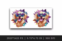 Watercolor cute cool glamour dog superstar animal sunglasses stars print 20 oz tumbler skinny mug wrap clipart t-shirt sublimation printable design