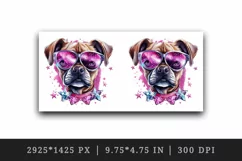 Watercolor cute cool glamour dog superstar animal sunglasses stars print 20 oz tumbler skinny mug wrap clipart t-shirt sublimation printable design