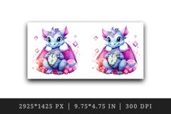 Watercolor cute cool glamour dragon fantasy animal superstar sparkle 20 oz tumbler skinny mug wrap clipart t-shirt sublimation printable design