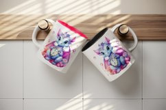 Watercolor cute cool glamour dragon fantasy animal superstar sparkle 20 oz tumbler skinny mug wrap clipart t-shirt sublimation printable design
