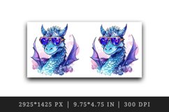 Watercolor cute cool glamour dragon fantasy animal superstar sunglasses sparkle 20 oz tumbler skinny mug wrap clipart sublimation printable design