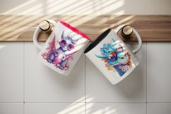 Watercolor cute cool glamour dragon fantasy animal superstar sunglasses sparkle print design wrap printable sublimation bundle for mug