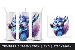 Watercolor cute cool glamour dragon fantasy animal superstar sunglasses sparkle print design wrap sublimation bundle for 20 oz tumbler