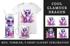 Watercolor cute cool glamour dragon fantasy superstar sunglasses sparkle 20 oz tumbler skinny mug wrap clipart t-shirt sublimation printable design