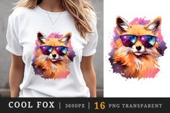 Watercolor cute cool glamour fox funny superstar wild animal sunglasses print clipart set t-shirt sublimation printable designs bundle png transparent