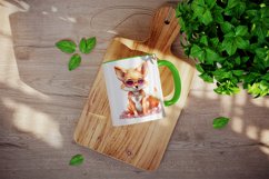 Watercolor cute cool glamour fox funny superstar wild animal sunglasses print design wrap printable sublimation bundle for mug