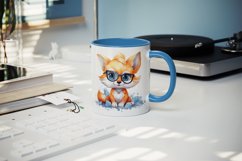 Watercolor cute cool glamour fox funny superstar wild animal sunglasses print design wrap printable sublimation bundle for mug