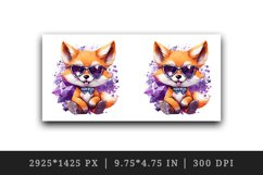 Watercolor cute cool glamour fox funny superstar wild animal sunglasses print design wrap printable sublimation bundle for mug