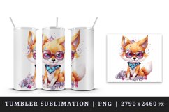 Watercolor cute cool glamour fox funny superstar wild animal sunglasses print design wrap sublimation bundle for 20 oz tumbler