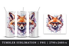 Watercolor cute cool glamour fox funny superstar wild animal sunglasses print design wrap sublimation bundle for 20 oz tumbler