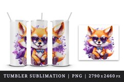 Watercolor cute cool glamour fox funny superstar wild animal sunglasses print design wrap sublimation bundle for 20 oz tumbler