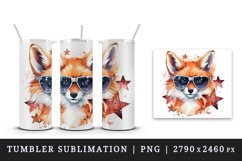 Watercolor cute cool glamour fox funny superstar wild animal sunglasses print design wrap sublimation bundle for 20 oz tumbler