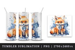 Watercolor cute cool glamour fox funny superstar wild animal sunglasses print design wrap sublimation bundle for 20 oz tumbler