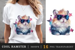 Watercolor cute cool glamour hamster funny superstar animal pet sunglasses print clipart set t-shirt sublimation printable designs bundle png