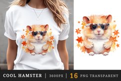 Watercolor cute cool glamour hamster funny superstar animal pet sunglasses print clipart set t-shirt sublimation printable designs bundle png