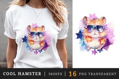 Watercolor cute cool glamour hamster funny superstar animal pet sunglasses print clipart set t-shirt sublimation printable designs bundle png