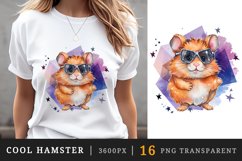 Watercolor cute cool glamour hamster funny superstar animal pet sunglasses print clipart set t-shirt sublimation printable designs bundle png